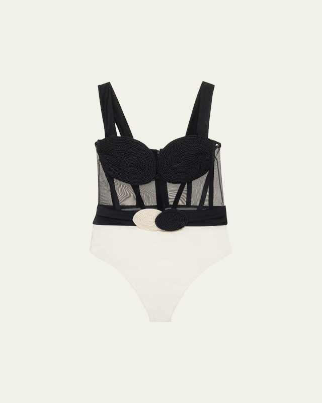 Jersey Sands Braided Corset One-Piece Swimsuit